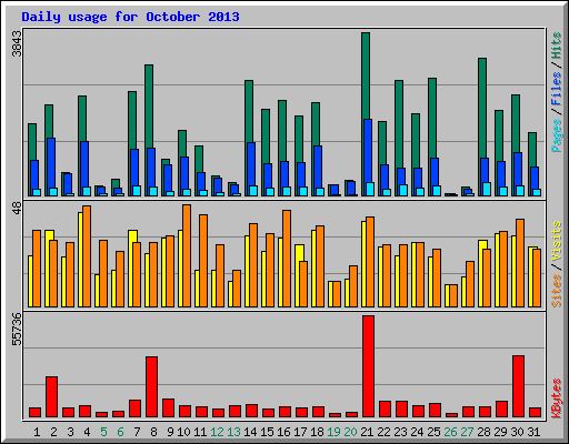 Daily usage for October 2013