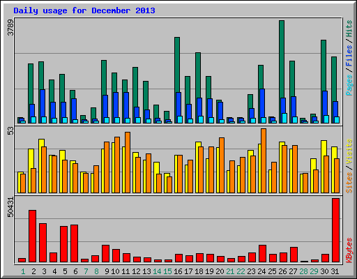 Daily usage for December 2013