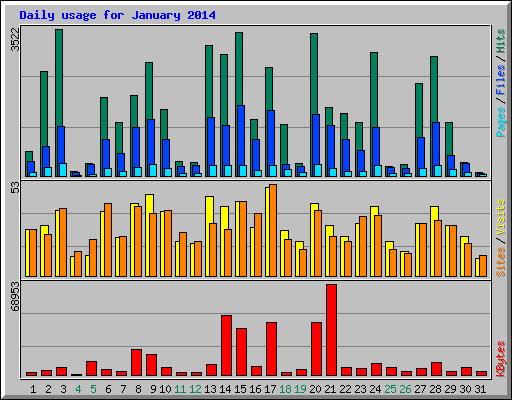 Daily usage for January 2014
